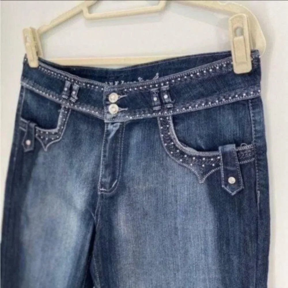 BB Jeans Blue Straight Leg  Jeans - Crystal Embellished - Size 18
